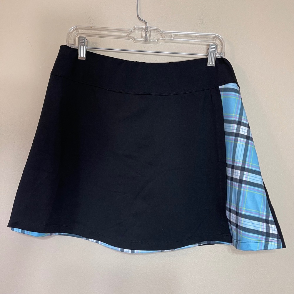 Split Step Womens XL Black Plaid‎ Tennis Skort Athletic Skirt Built-in Shorts
